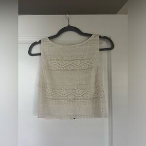 Alice and Olivia Cream Lace Tank Top